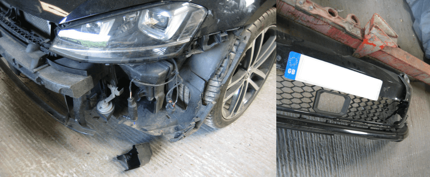 Deer collision damage bumper